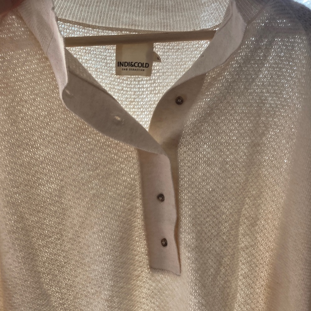 Women's Cream V-Neck Sweater